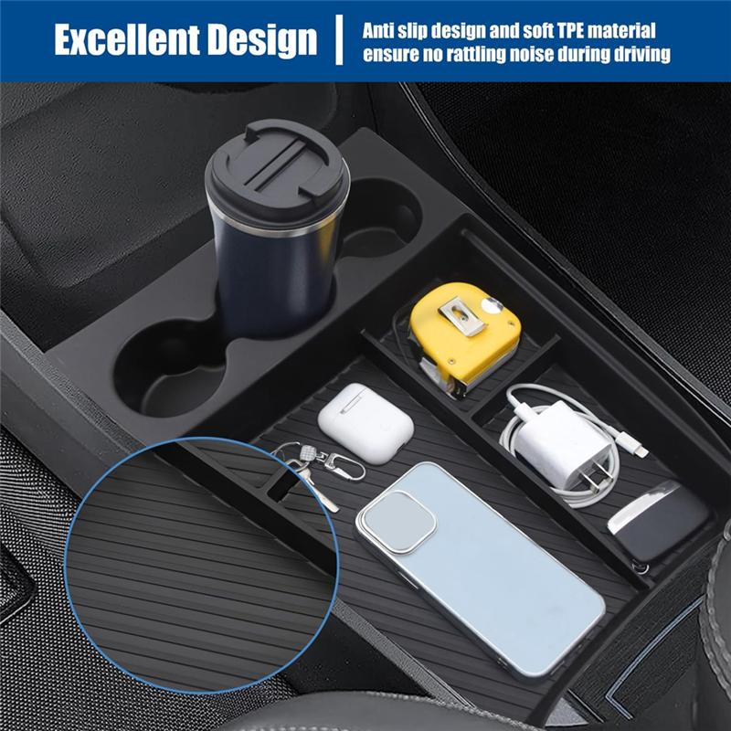 BT-Lower Center Console Organizer Tray With Cup Holder For Rivian R1T/R1S 2022-2024 Console Storage Box Accessories