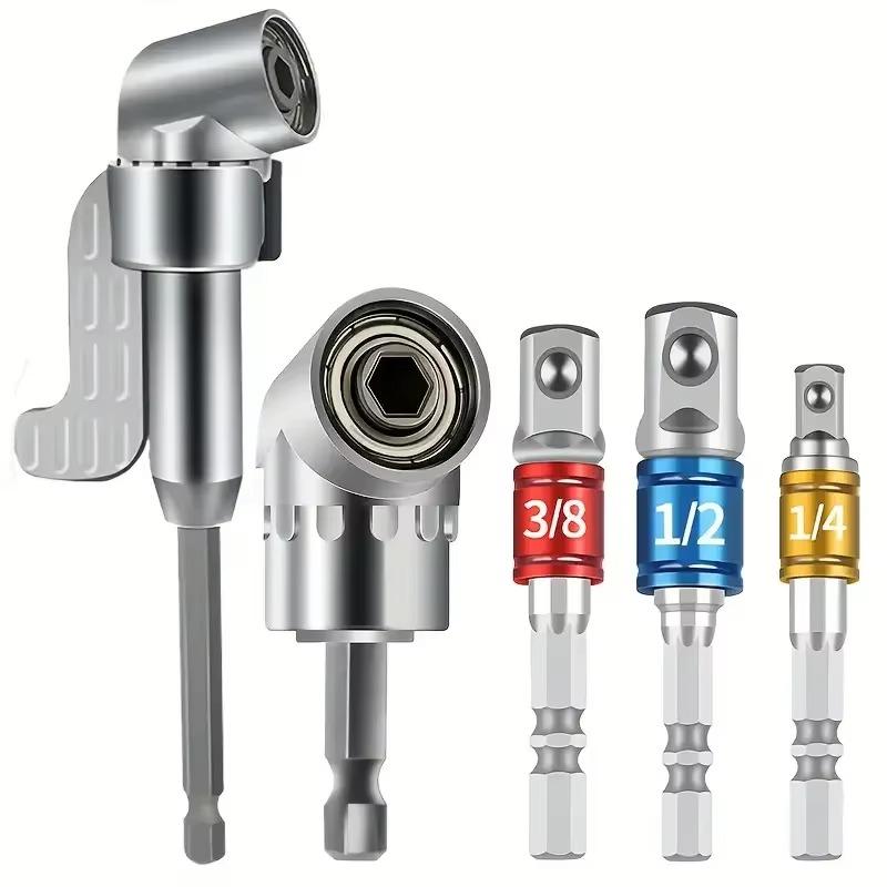 Flexible Drill Extension Hex Shank Nut Driver Bit Set Bendable Right Angle Tool Adapter
