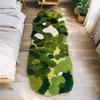 Irregular Moss Green Area Rug Thick Plush Floor Mat Bedroom Living Room Bathroom