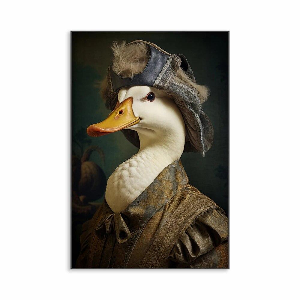 

Портрет животного в стиле Ренессанс, художественный постер, классическая картина с уткой, маслом, принтом, женский рыжий полосатый кот, холст, картина, ретро-декор 21cm×30cm NoFrame