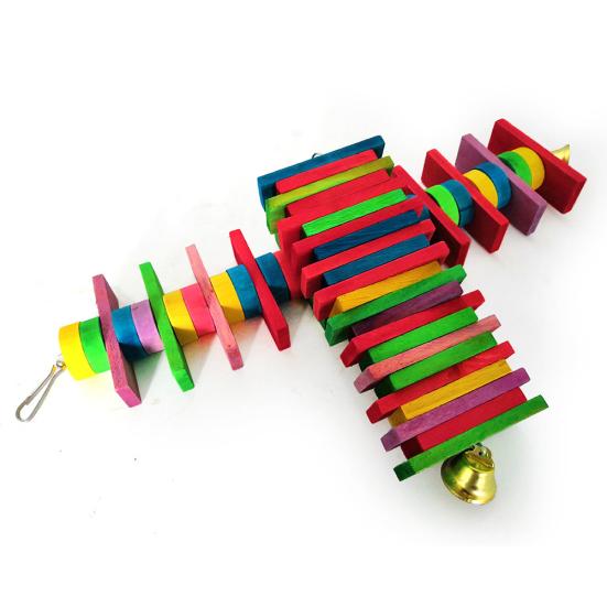 2Pcs Bird Parrot Bell Building Block Hanging Cage Bite-resistant Climb Chew Toy