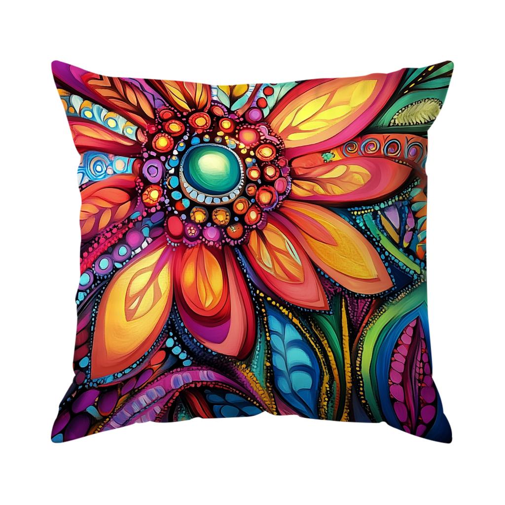 Vibrant Mexican Flowers Pillowcase Printed Polyester 45x45cm Throw Pillowcover Decorative Sofa Cushion Pillowslip Home Decor