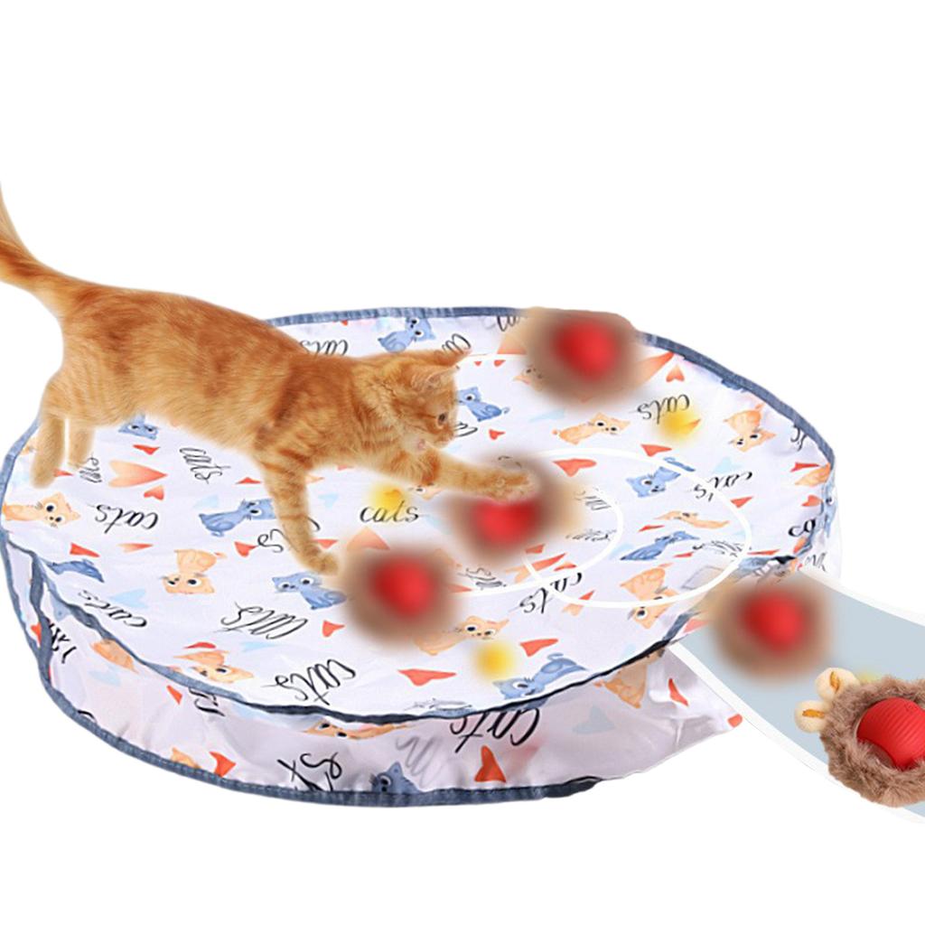 Motion Activated Cat Toy Balls Interactive Play Mat Fast Rolling Balls with Rechargeable Design for Boredom Cats Fun