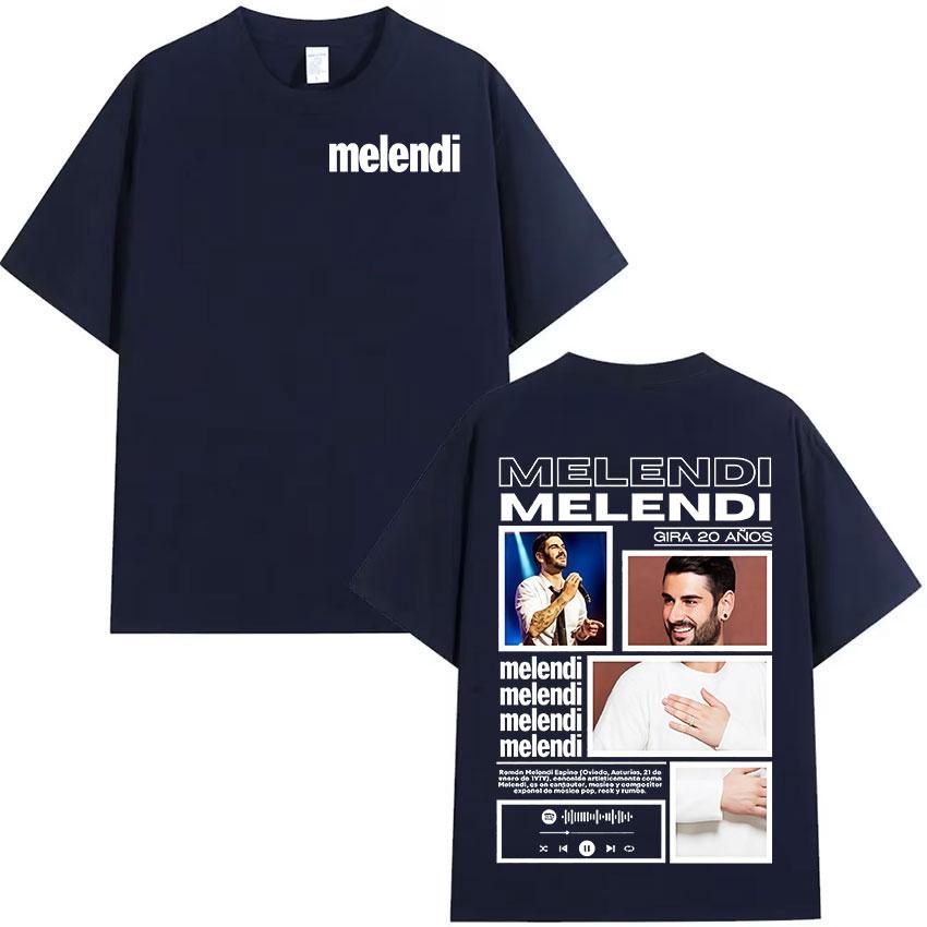 Rappeur Melendi Tournée 2025 Album Merch T-shirts Homme Vintage Coton Surdimensionné T-shirt Y2K Décontracté Haute Qualité Manches Courtes T-shirt