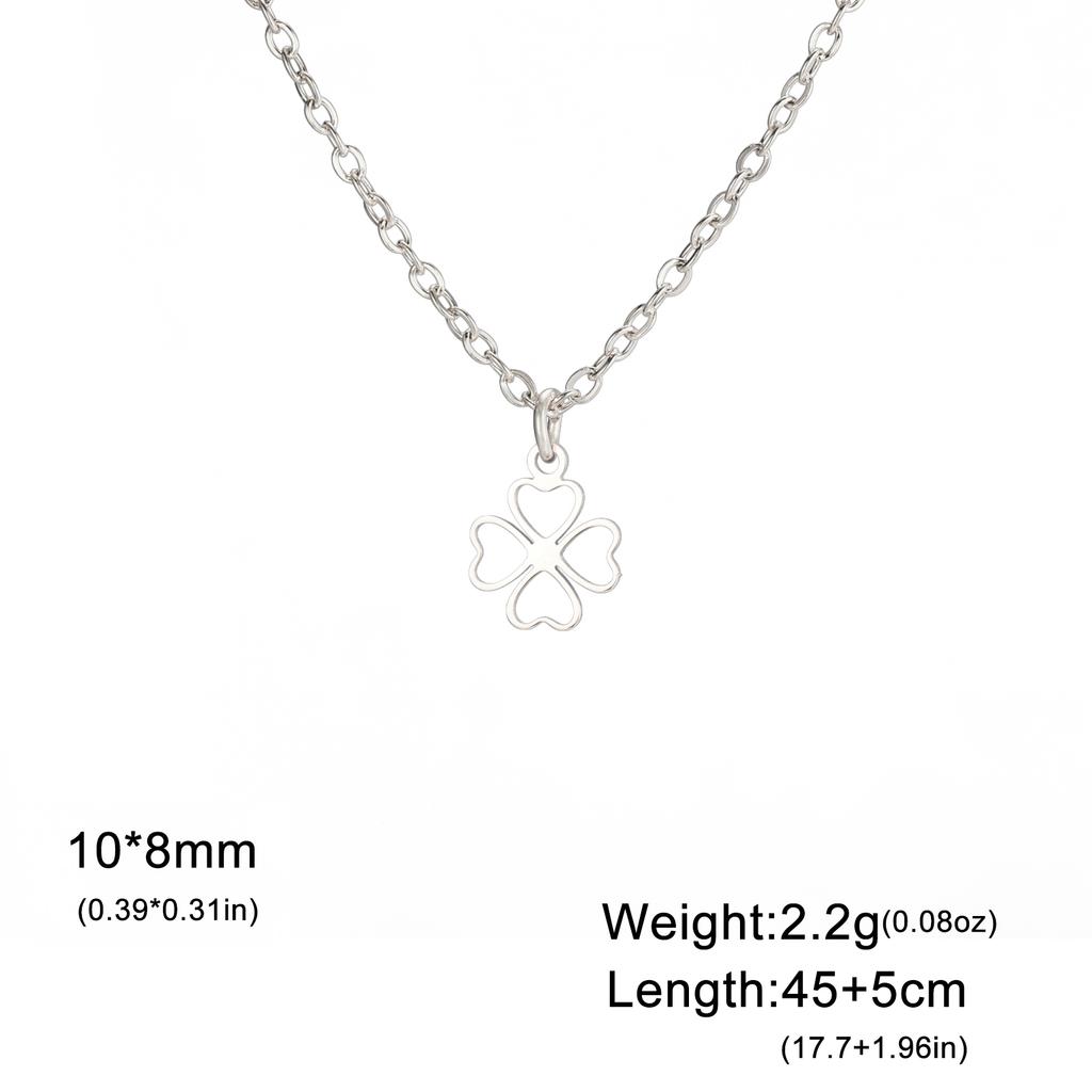 Teamer Four-Leaf Clover Clear Zircon Necklace Stainless Steel Little Charms Choker Lucky Jewelry Birthday Gift 2026 Spring New