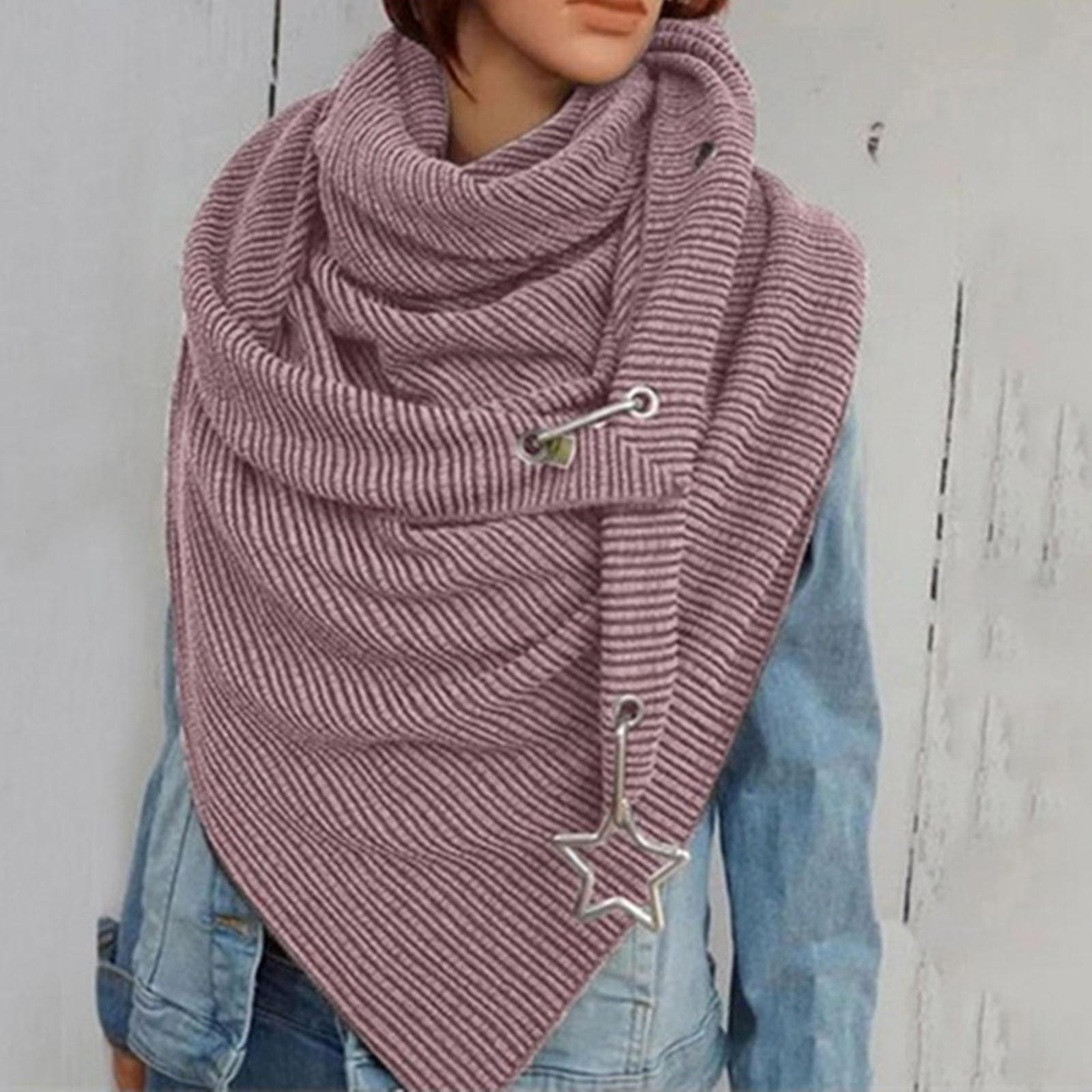 

Женский осенне-зимний модный утепленный однотонный шарф со звездами One Size розовый