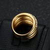 New Hip-Hop Fashion Personality Ring Titanium Steel Gold-Plated Inlaid with Diamonds Multiple Row Diamond Ring