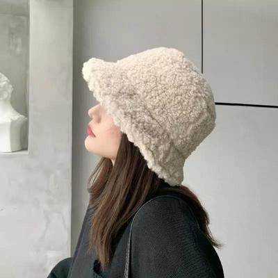 Faux Pelz Winter Eimer Hut Frauen Koreanische Verdickte Warme Wolle Hüte Bob DAME Panama Outdoor Wandern Fischer Hut