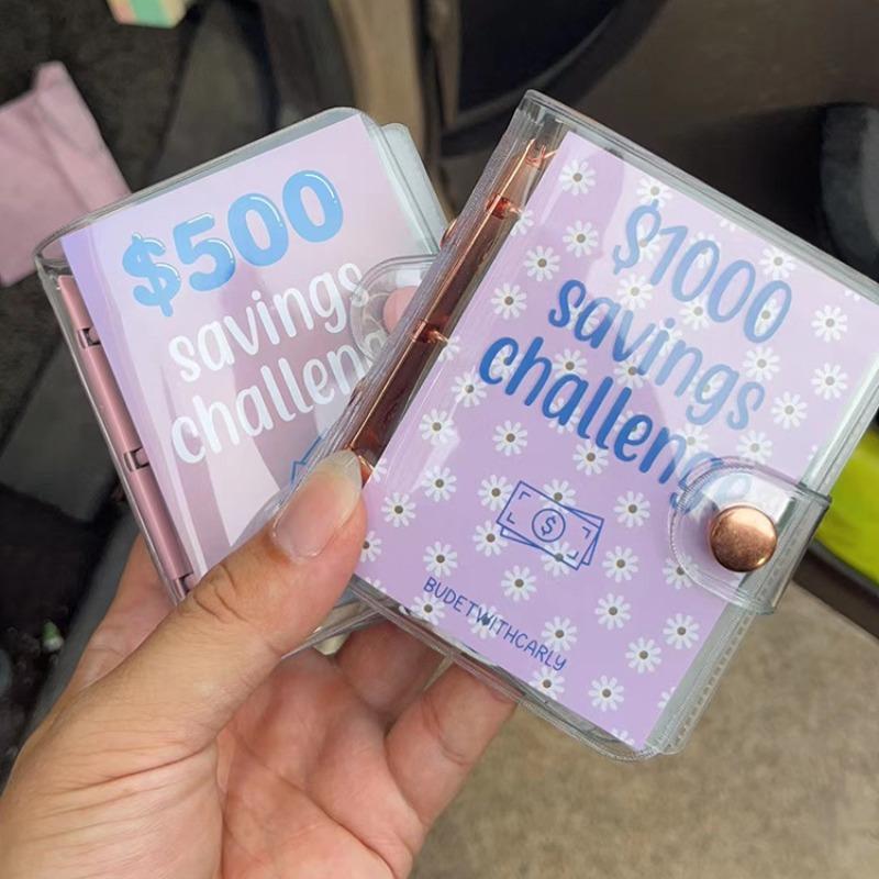 1Pc Mini Binder Saving Challenge 150/300/500/1000 Dollars Saving Budget Cash Envelope Wallet Budget Binder Notebook Planner