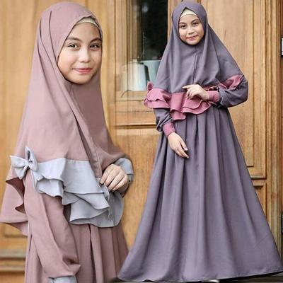 Muslimische Ramadan-Sets für Kinder, Mädchen, Gebetskleid, Hijab, Abaya, arabische Kinder, lange Robe mit Kopftuch, islamisches Jilbab, Kaftan-Kleid