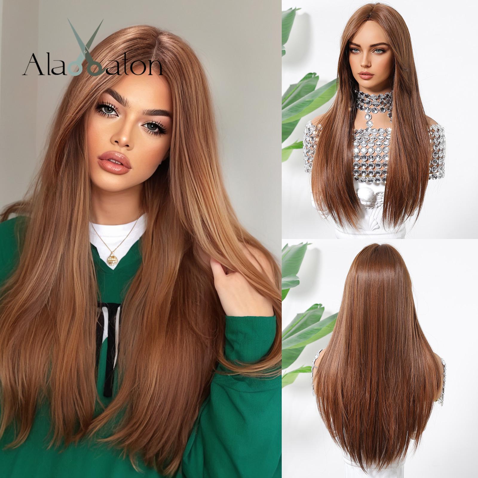 

ALAN EATON Blonde многослойные синтетические парики с челкой длинный прямой парик для женщин и девочек мягкие натуральные волосы для ежедневного ношения термостойкий парик