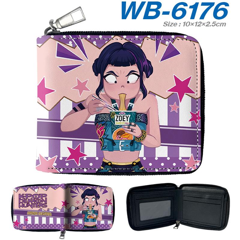 K-Pop Demon Hunters Short PU Zip Wallet Anime Card Holder Mini Coin Purse Black 1pcs