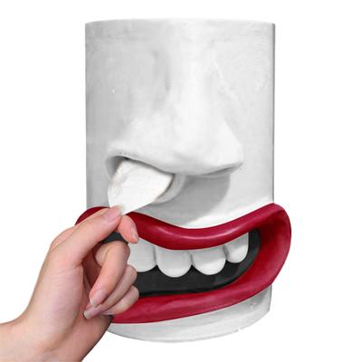 Funny Face Tissue Holder Resin Handmade Nose Mouth Tissue Dispenser Tabletop Toilet Paper Holder