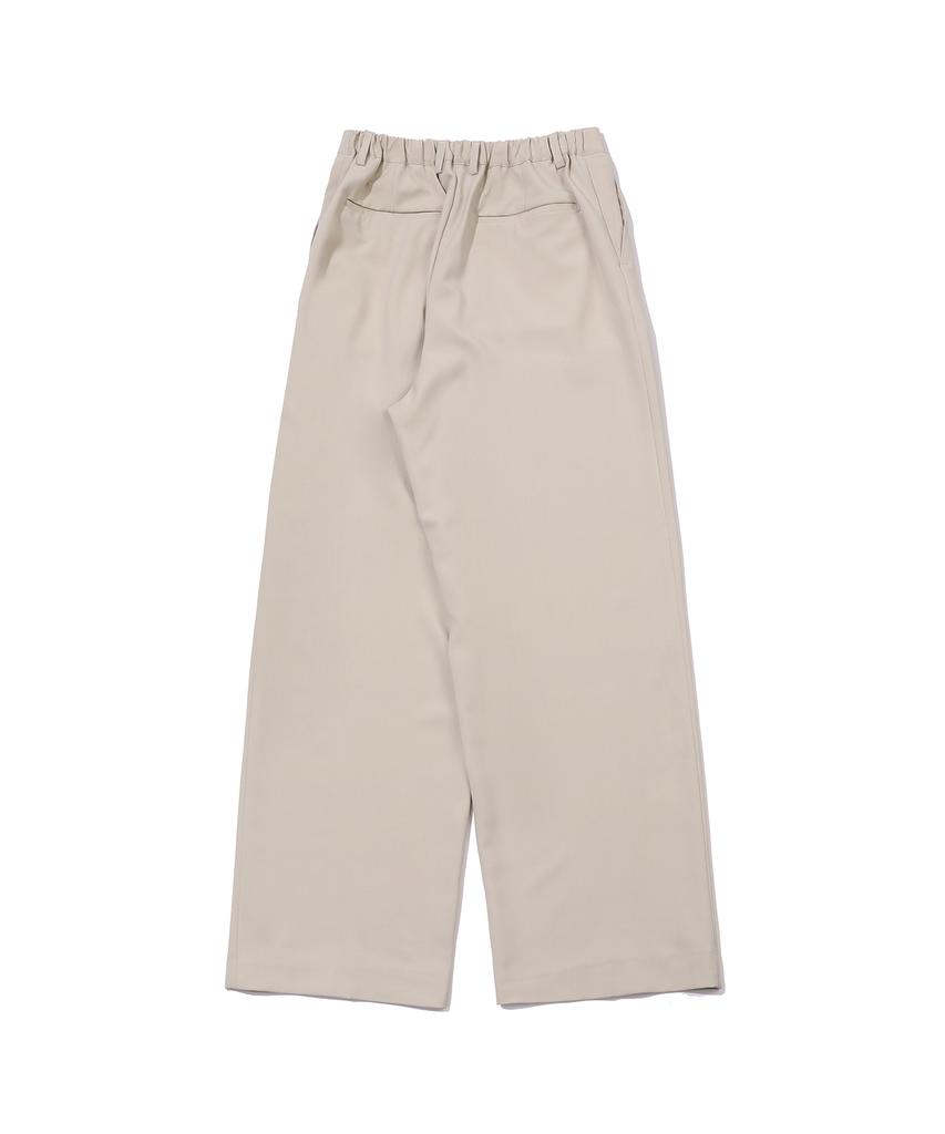 GNOK [Summer] Double-Pleated Elastic Wide Slacks [Beige]
