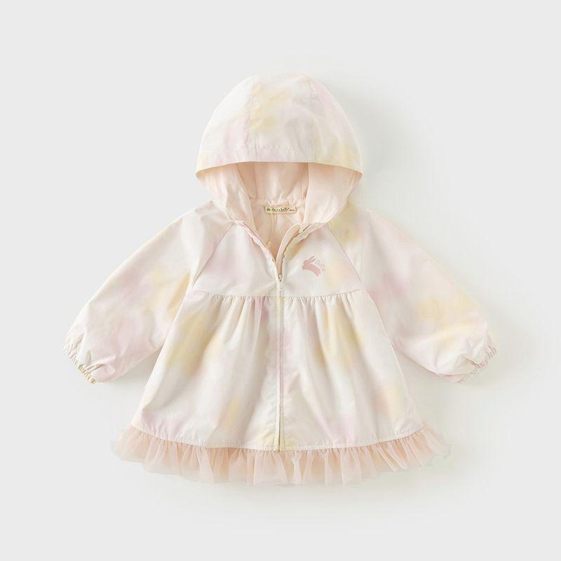 David Bella Girls  Waterproof and Breathable Jacket 2026 New Spring Clothing Kidsren s Hooded Outerwear Baby Windproof Jacket Flower Print [Ready in Stock] 120