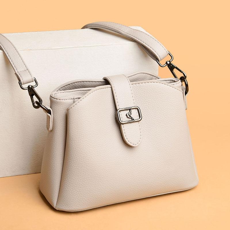Luxury Small Bucket Handbags Women New Solid Color Shoulder Bags Designer High Quality PU Leather Brand Women's Crossbody Purses