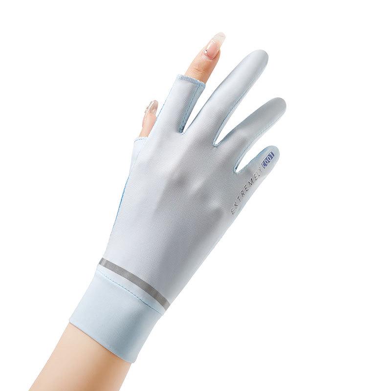 Women's Summer UV Protection Ice Silk Fingerless Gloves - Breathable, Touchscreen, Cycling, Electric Vehicle Safe