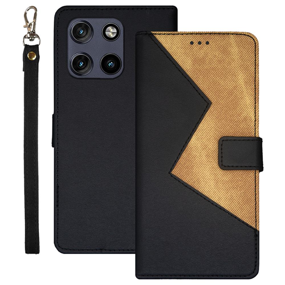 

IDEWEI For Motorola Moto G Stylus 5G (2025) Case Card Slots Splicing Color Leather Phone Cover Black