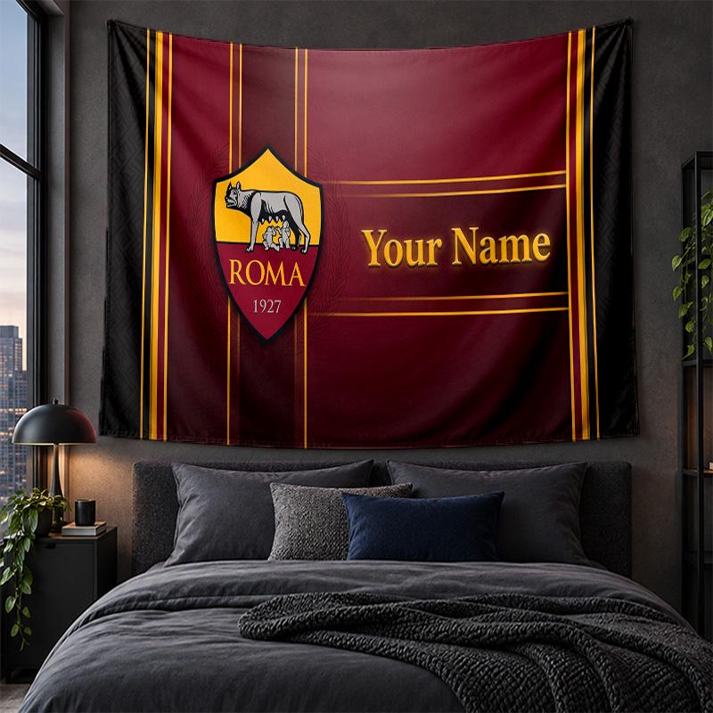 Arazzo Personalizzato da Appendere alla Parete Tessuto Artistico Sfondo con Motivo AS Roma FC