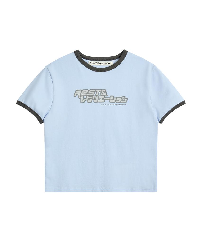 REST&RECREATION Anime Logo Ringer T-Shirt - Sky Blue