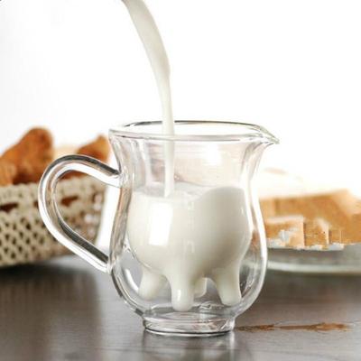Kreatywna krowa dwuwarstwowa szklana śmietanka kubek 250 ml piękny dzbanek na mleko sok herbata kawa kubek przezroczysty szklany kubek spieniacz do mleka dzbanek
