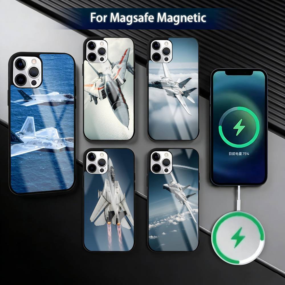 F-Fighter F35 F-22 Lightning Phone Case For iPhone17,16,15,14,13,12,11 Plus,Pro Magnetic For Magsafe Wireless Charging