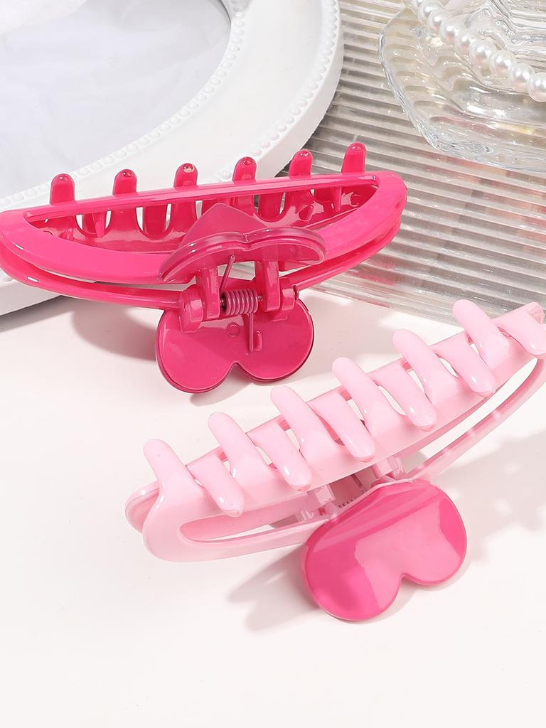 3 Pcs Cute Pink Heart Claw Clips,Semicircle Hair Jaw Clips for Women Girls,Valentine's Day Party Hair Styling Accessories