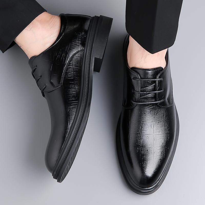 Designer Brand Men's Leather Casual Shoes Formal Occasions Men's Business Shoes Lace Up Work Shoes British Style Lace Up Style