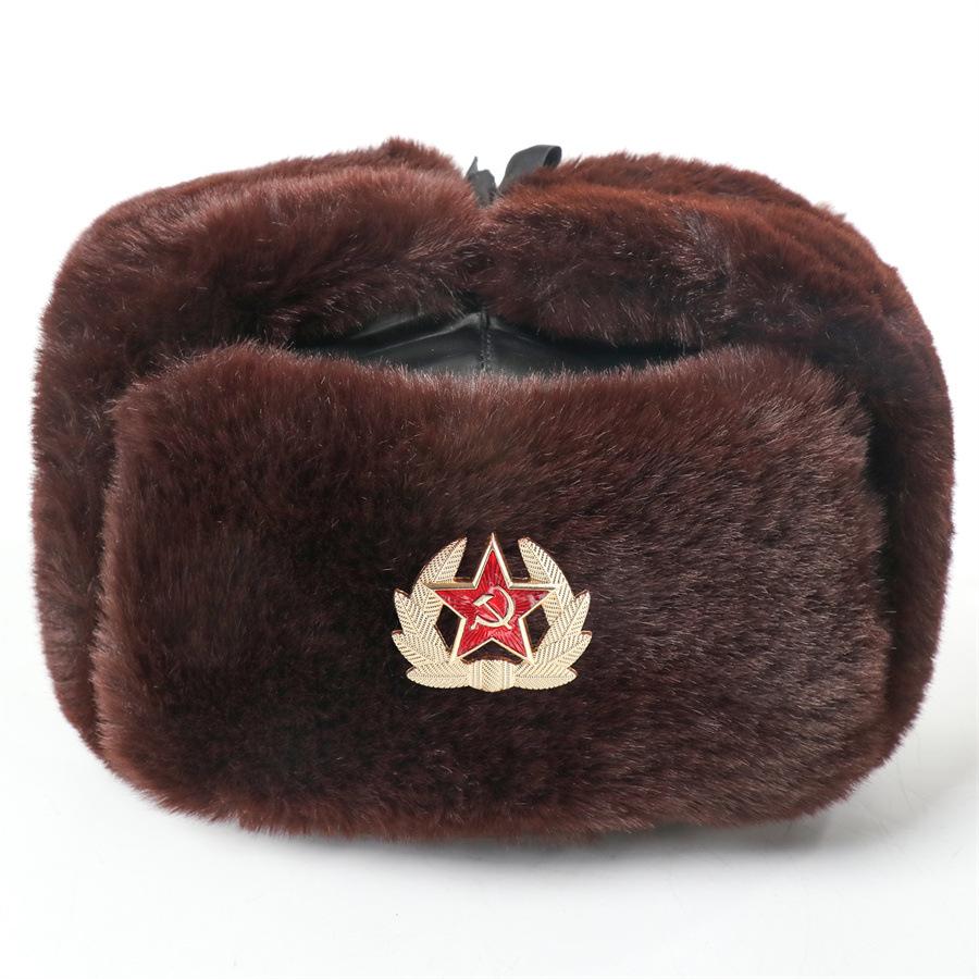 

Советский Герб Уличная Защита от Холода Северо-Восточная Утепленная и Флисовая ПУ Шапка с Защитой Ушей для Мужчин и Женщин Зимняя Теплая Шапка C7