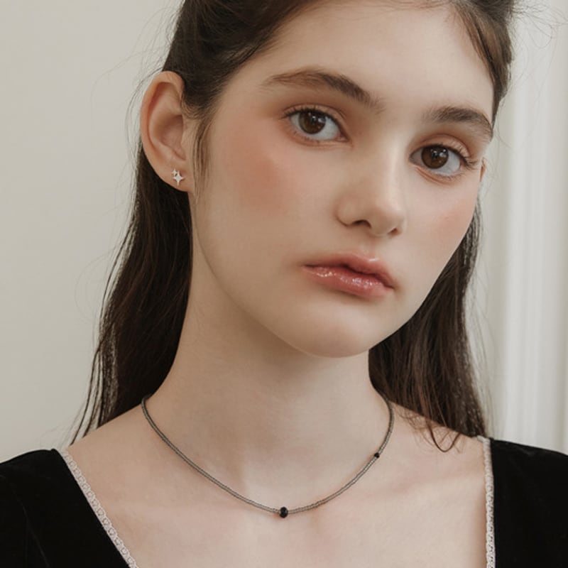 TATIANA (925 Silver) Grayscale Bead Necklace NZ2447