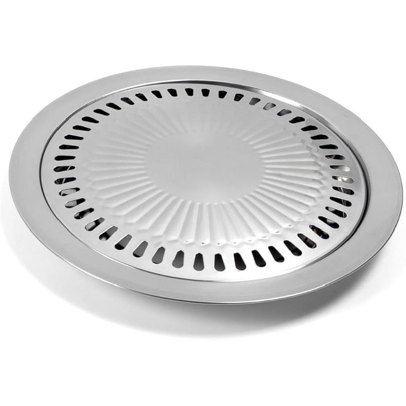 Korean BBQ Grill Pan, Stovetop Korean BBQ Non-stick Round Barbecue Grill Pan, Smokeless Barbecue Plate for Indoor Outdoor Grilling, Stovetop Grill