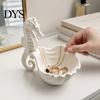 Elegant Jewelry Storage Tray Holder, Seahorse Shape Tray, with Wave Shell Dressing Table Groove Design, for Rings Necklaces Earrings Organizer