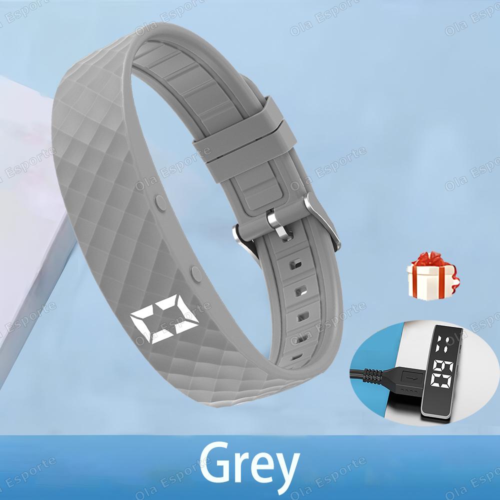 New LED Digital Smart Bracelet Monitor Vibration Alarm Wristband Smart Bracelet Waterproof Smartband for Student Smart Band серый