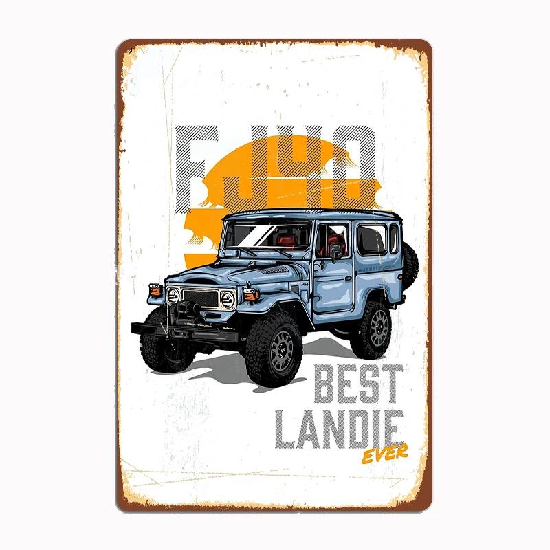 Klassiker Bil FJ40 Serie Bästa Land Cruiser 4wd Retro Affisch Metallskylt Garage Klubb Inomhus Rum Väggdekor Anpassad Tenn Heminredning
