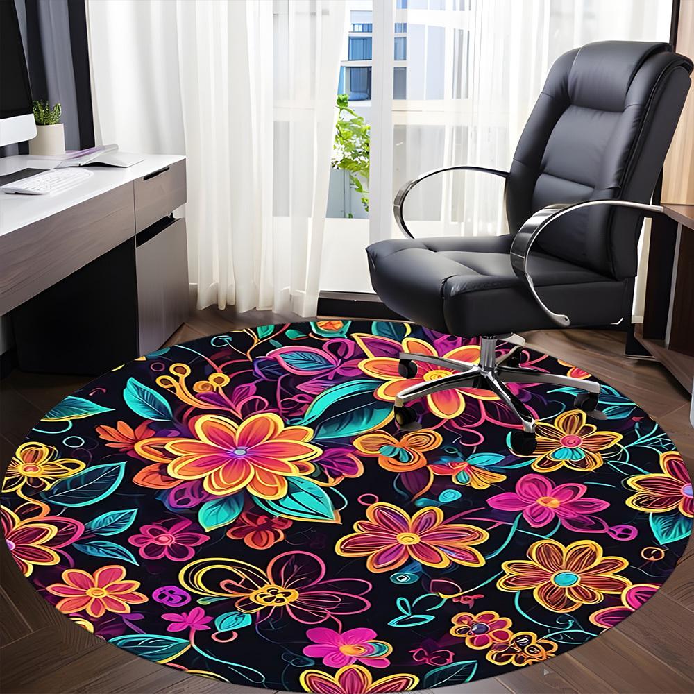 1PC Colorful Floral Print Chair Carpet for Office, Indoor Non-Slip Washable Carpet, Soft Comfortable Mat For Office Room yy250930223