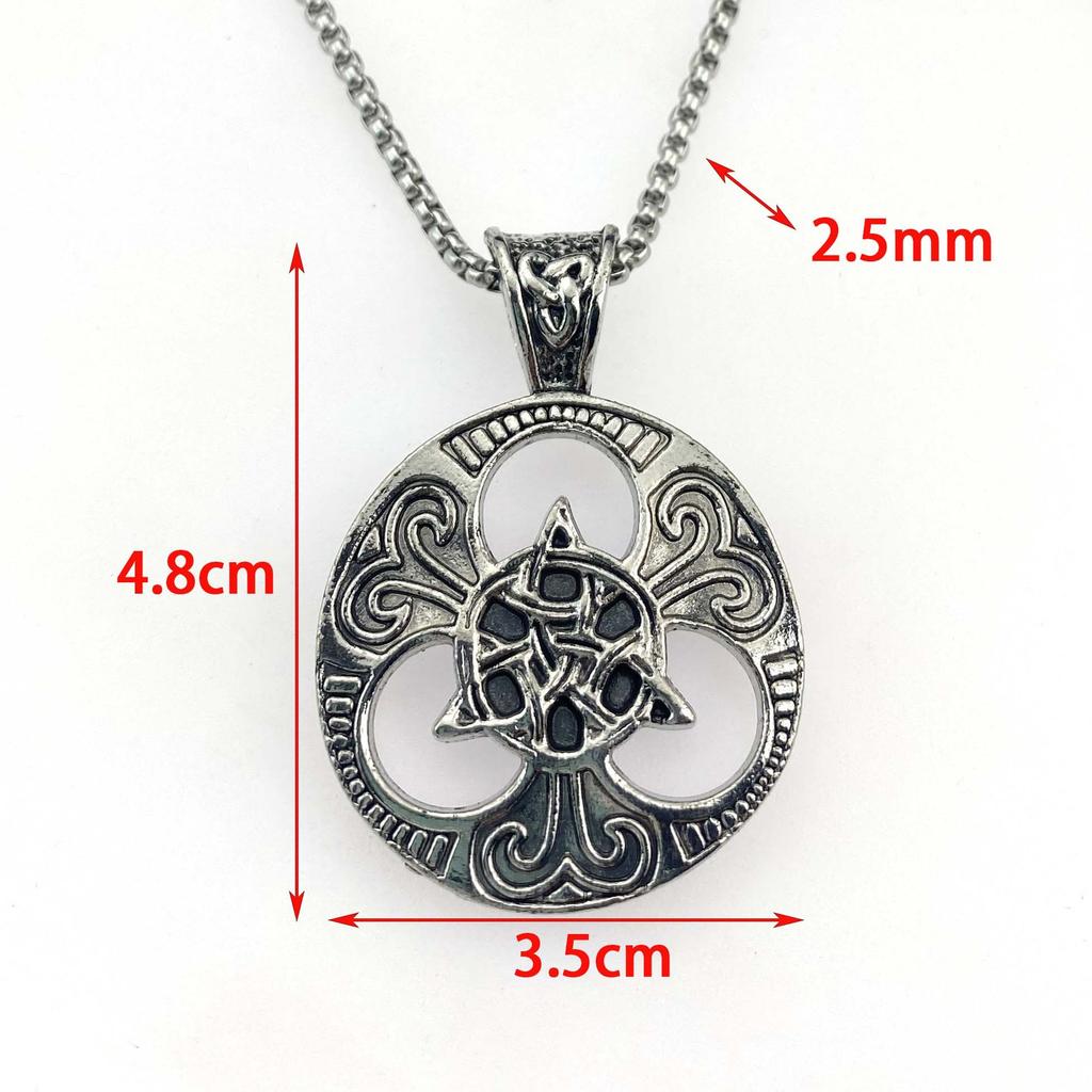 Colier cu pandantiv medalion rotund cu nod celtic concentric, punk, la modă, pentru bărbați, auriu, lanț pulover, accesorii