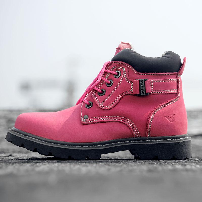 

Короткие сапоги из коровьей кожи, термосапоги из хлопка, рабочие ботинки, мохнатые ботинки Martin, женские сапоги, британская кожаная обувь с высоким берцем для женщин 39