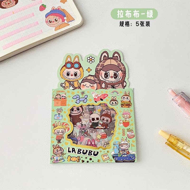 5pcs/pack Labbubu DIY Stickers Creative Cartoon Sticker DIY Scrapbook Diary Cup Aesthetic Sticker School Diy Handbook Stationery