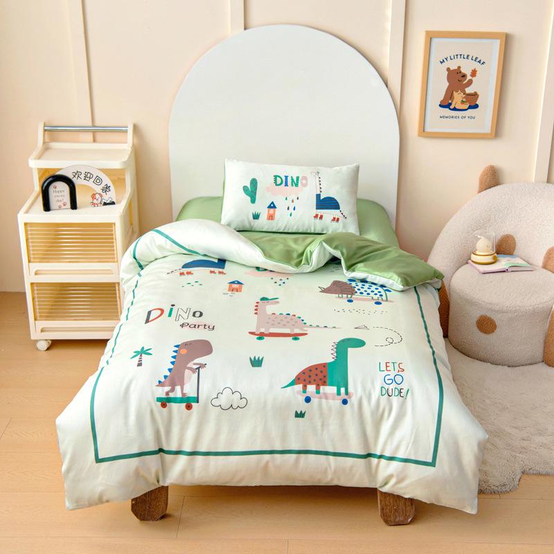 60S Pure Cotton Digital Print Kids' Autumn/Winter Bedding Set: First Day of School Duvet Cover