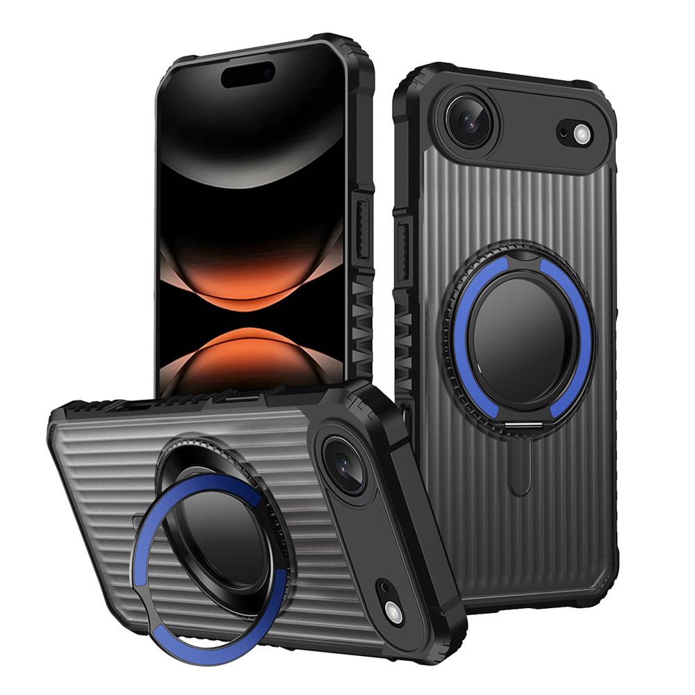 KEYSION Étui avec support anneau rotatif à 360° pour MagSafe pour iPhone 17 Pro Max 17 Air Mat Transparent Magnétique Antichoc Housse de téléphone