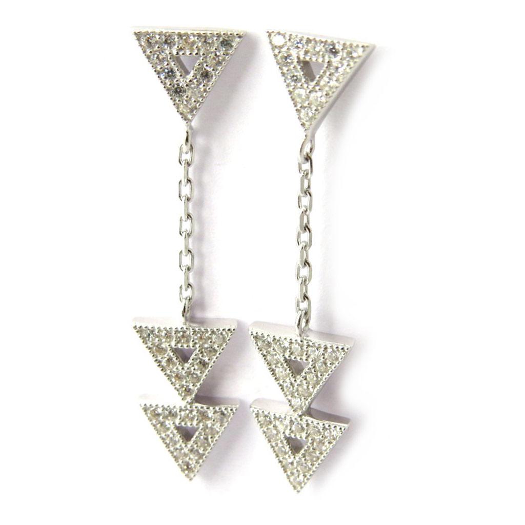 Les Trésors De Lily [N3994] - Silver 'Triangle' Silver Earrings (rhodium-plated) - 12x8 Mm