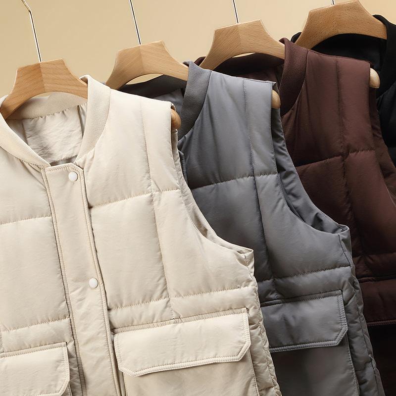 Ženy Podzim Zima Pevné Tlusté Outwear Vesta Bavlna Vycpaný Stojáček Límec Bunda Bez rukávů Kabát Vesta