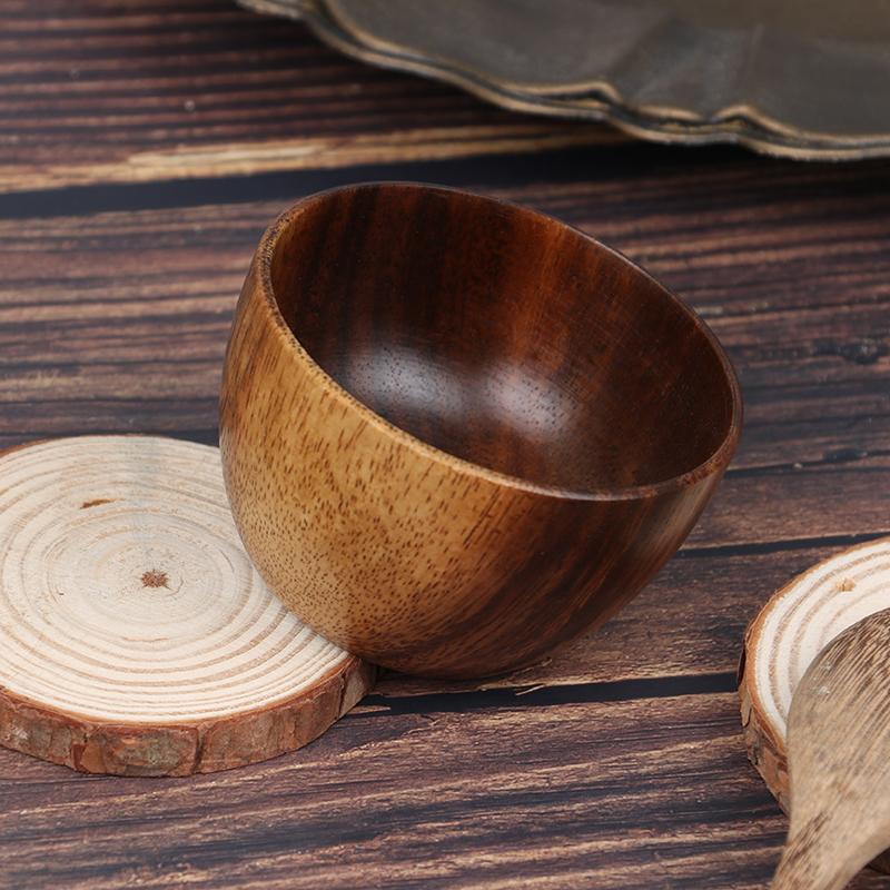 Food Containers Wooden Soup Bowl Fruit Wooden Household Kitchen Bowl Cutlery Basin Fruit Bowl Salad Bowl Storage Wood Bowl