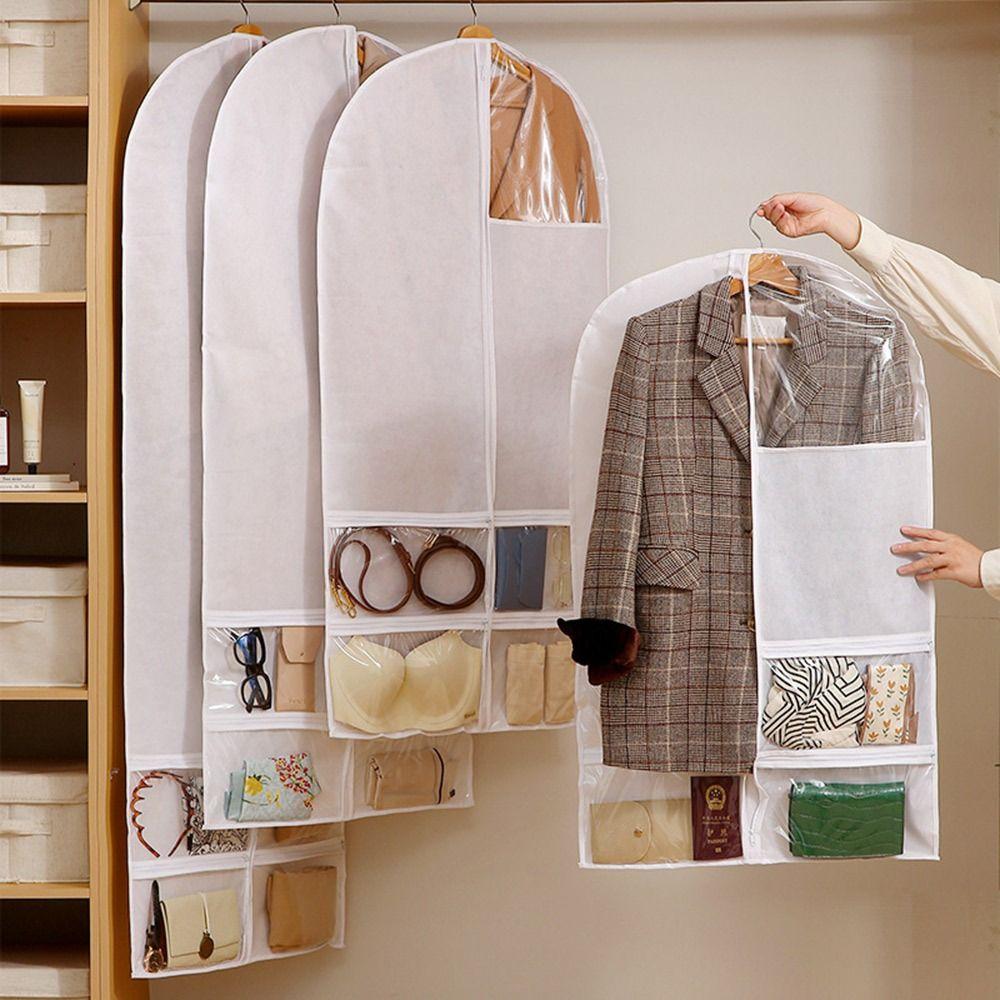 Large Capacity Wardrobe Dust Cover Reusable Wardrobe Organizer Hanging Storage Bag Garment Protector Underwear Socks Storage