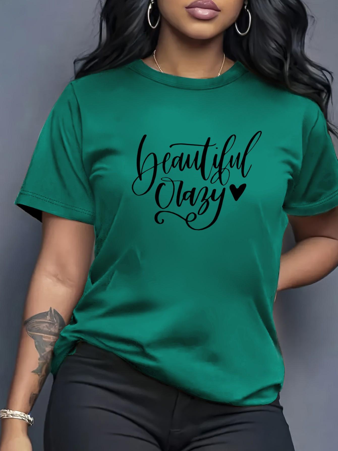 

Women S ;Beautiful Crazy; Graphic Tee - Black Casual Short S дубильная кора
