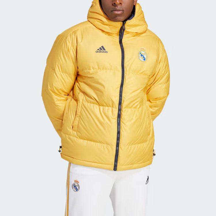 Adidas Real Madrid Dna Reversible Hooded Down Jacket With 600 Fill Power And Logo Print Men Outerwear Ink-Blue HY0609