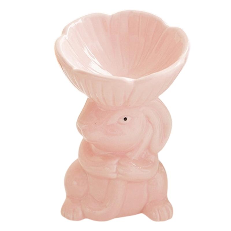 

White Porcelain Easters Rabbit Eggs Cup Ceramic Breakfast Holder for Holiday and Everyday Use Dinning Table Decoration рожевий