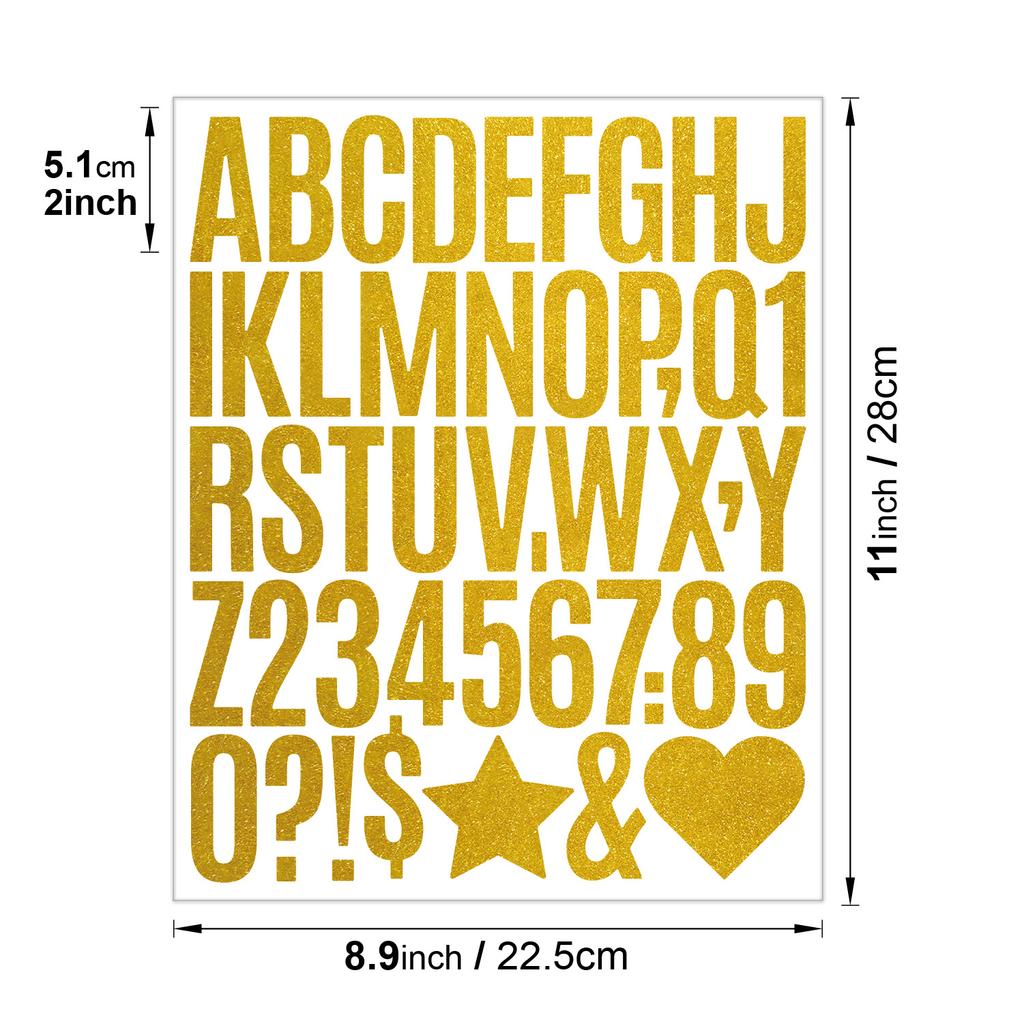2-inch Golden Letter Sticker Waterproof Large Size Email Creative Gift Decoration DIY Gold Glitter Digital Sticker