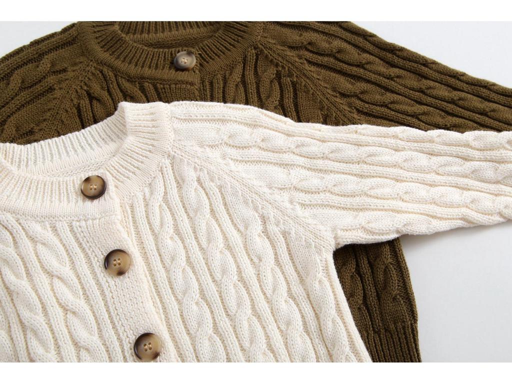Unisex Baby Kabelstrick Baumwoll Cardigan: Stilvoller Frühjahrs- und Herbstpullover für Babys und Kleinkinder