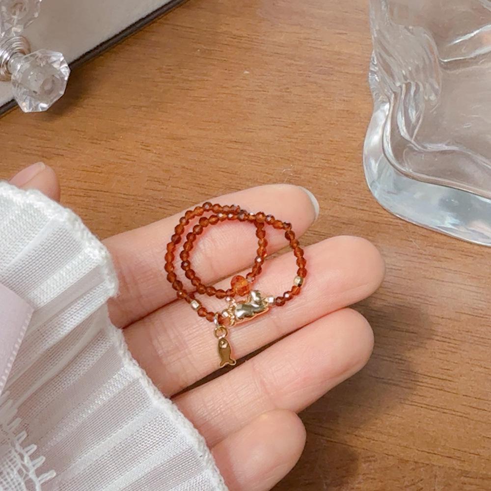 Women's Amber Agate Ring: Chinese Style, Wealth-Attracting, Tiger Eye & Lapis Lazuli, Versatile & Stylish